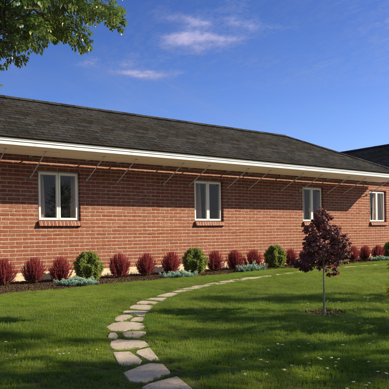 PowerGrab solar panels applied to the side of a brick home.