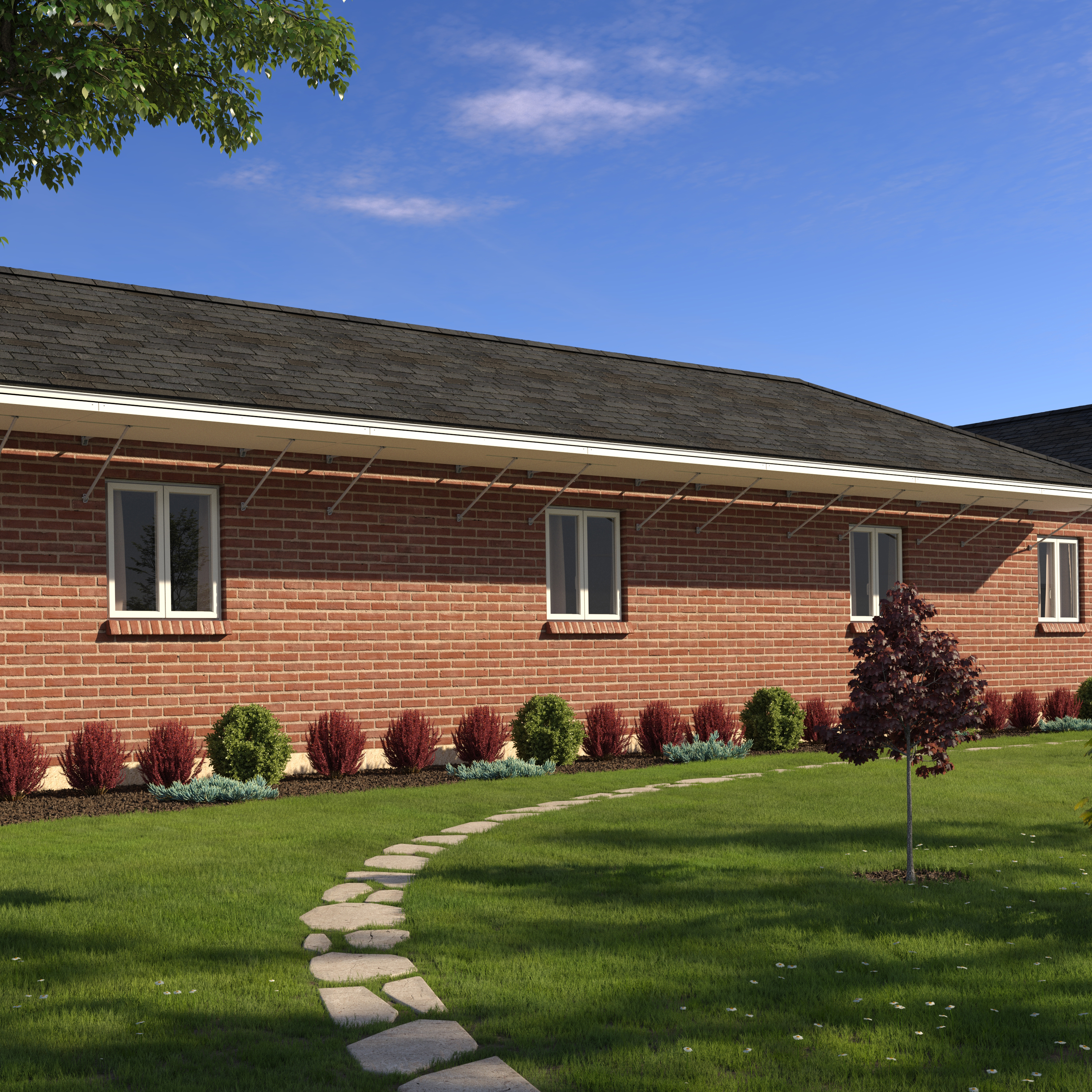 PowerGrab solar panels applied to the side of a brick home.